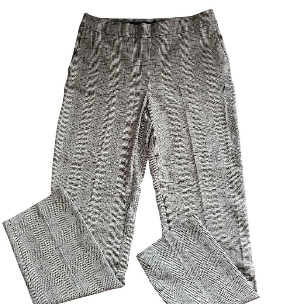 Hilary Radley Pull On Glen Plaid Pants Size Medium